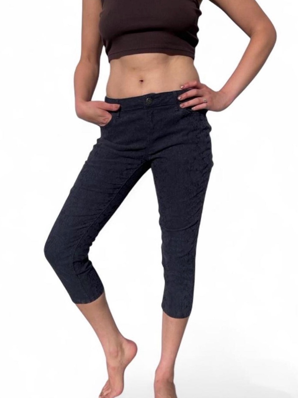 Simply Vera Vera Wang dark blue Textured Cropped Pants